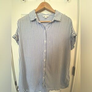 Beachlunchlounge Collection Medium Blue and White Striped Button Down